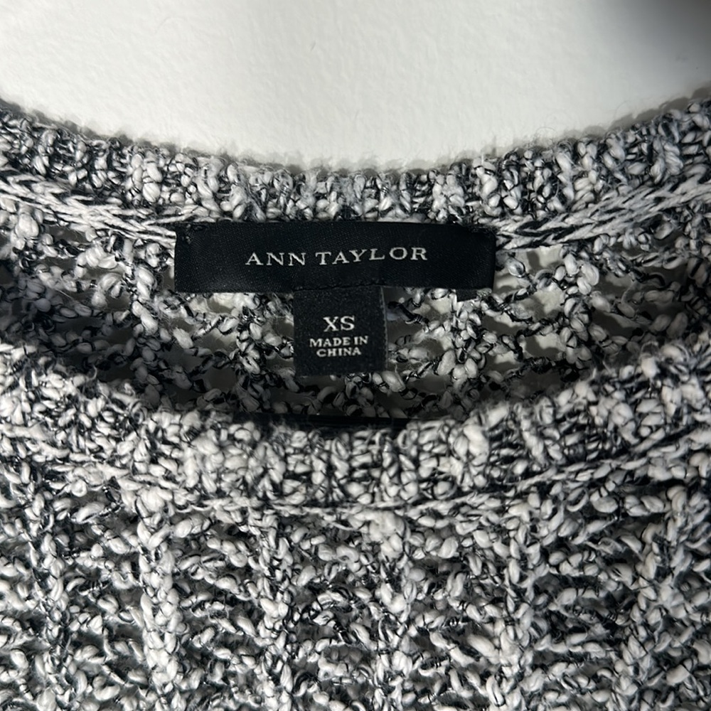 Ann Taylor Marled women Sweater Long Sleeve Black White Knit Pullover Size XS - Picture 3 of 10
